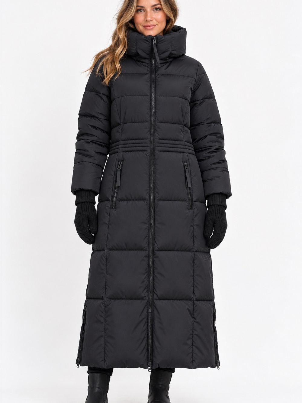 All in Motion Black Maxi Puffer Coat Full Length Water Resistant Women’s L